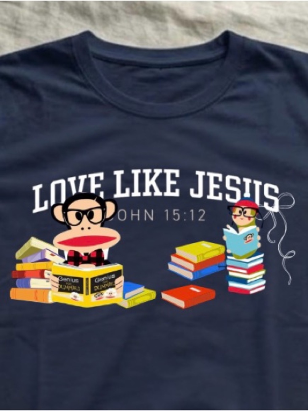 Love Like Jesus John 15:12 Cartoon Books Shirt - Picture 2 of 4